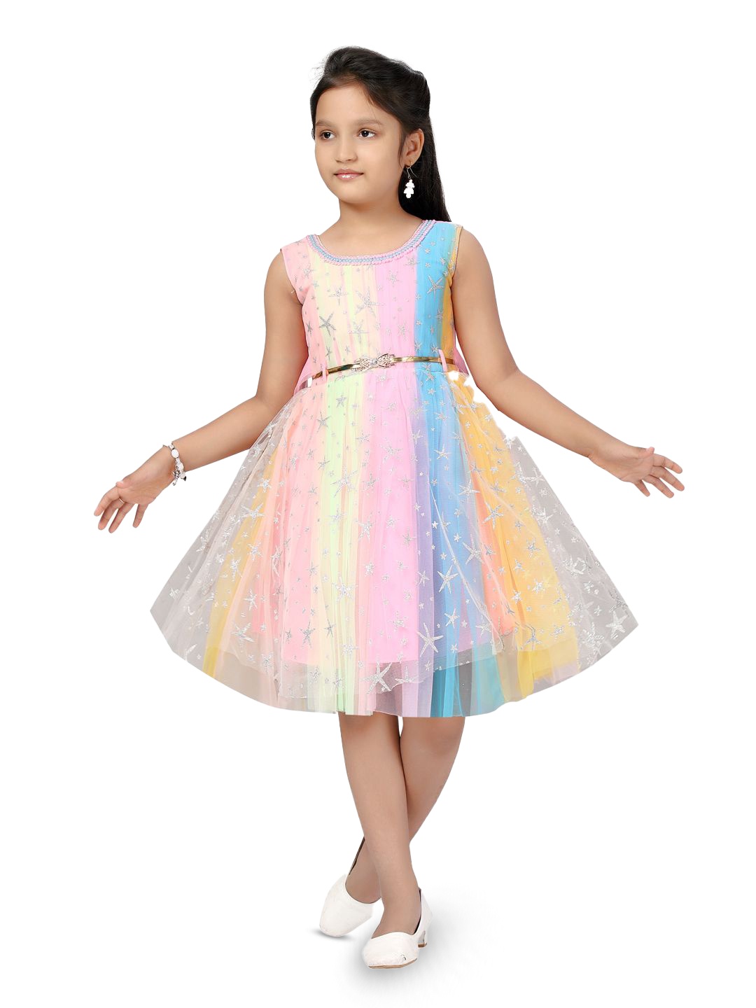 

BAESD Print Net Fit & Flare Dress, Beige