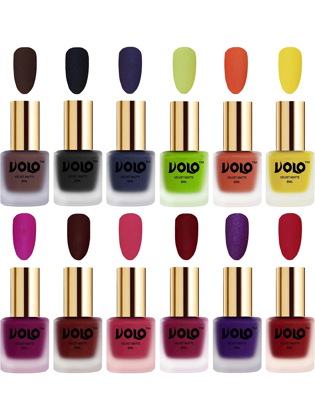 

VOLO Set Of 12 Velvet Matte Nail Polish - 8 ml Each, Magenta