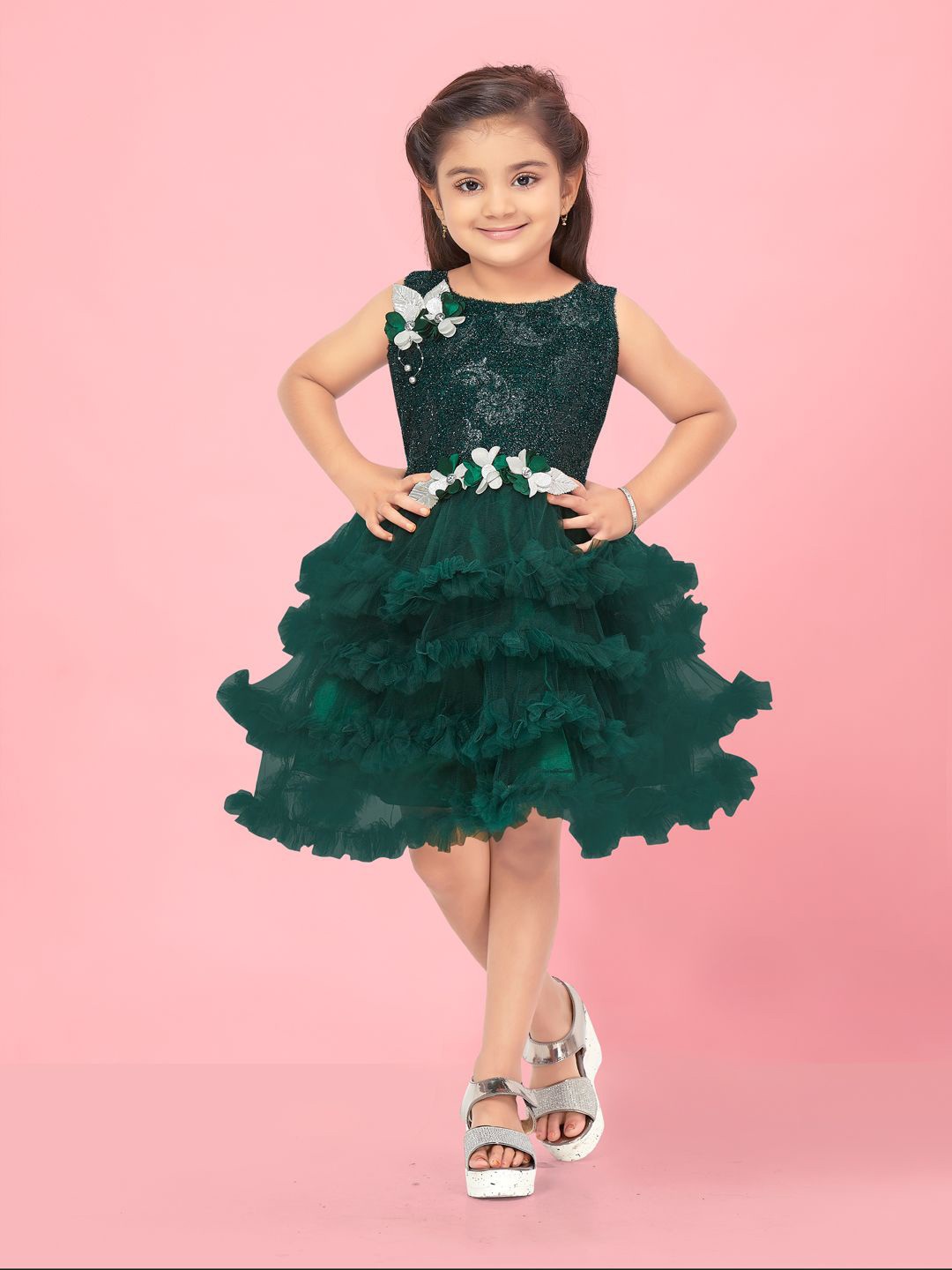 

BAESD Net A-Line Dress, Green