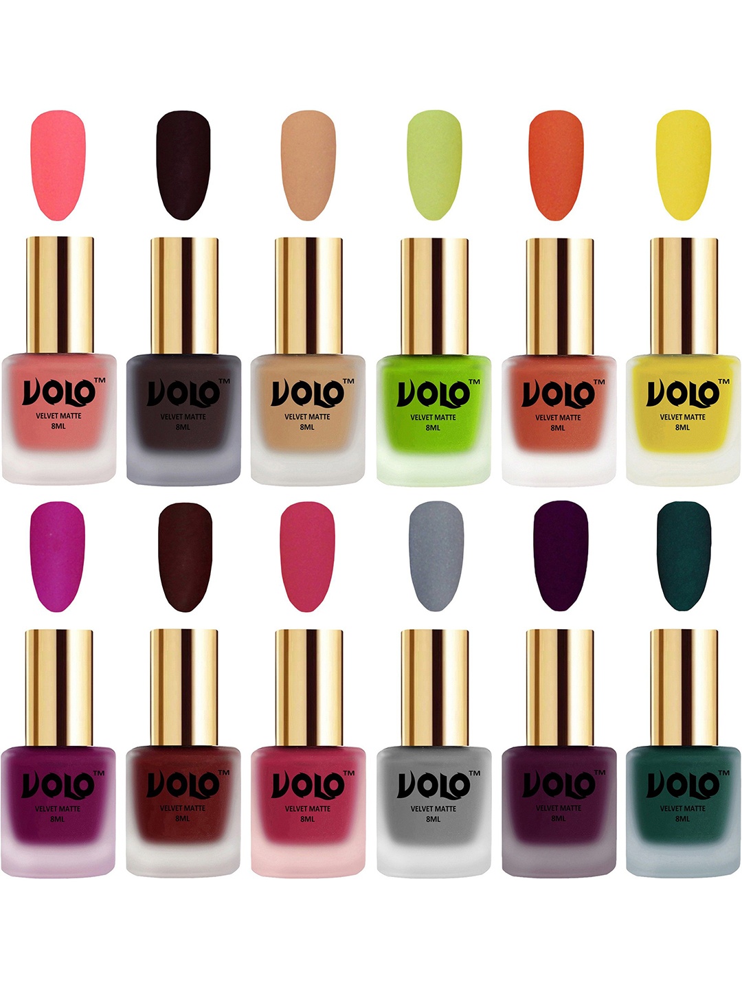 

VOLO Set Of 12 Velvet Matte Nail Polish- 8 ml Each-Shade, Multi