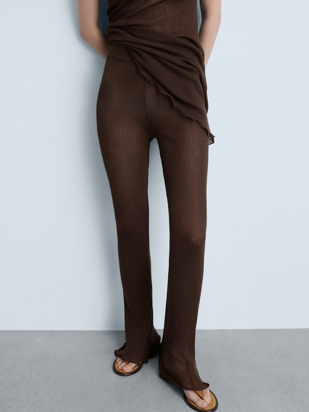 

MANGO Women Skinny Fit Trousers, Coffee brown