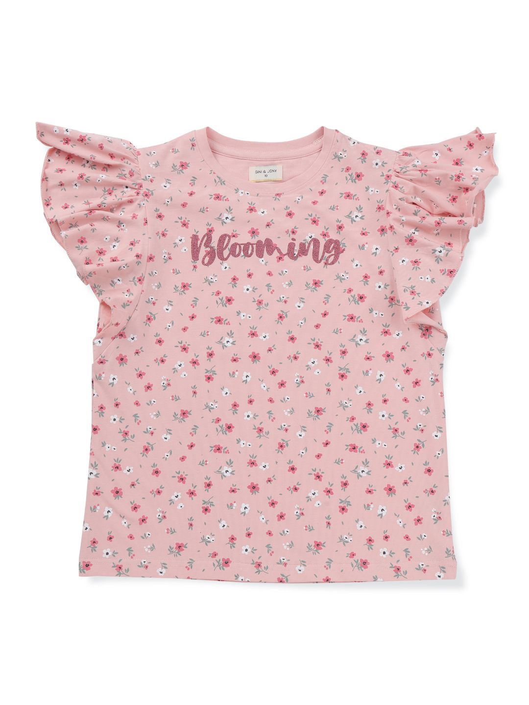 

Gini and Jony Girls Floral Printed Round Neck Cotton Top, Pink
