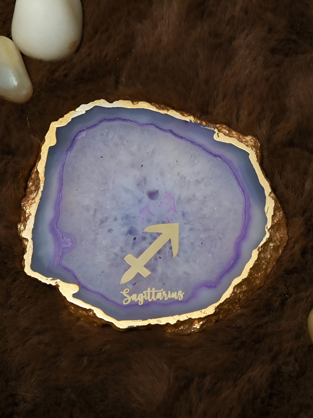 

HOMEARTE Purple & Gold Toned Zodiac Sign Sagittarius Printed Table Coaster