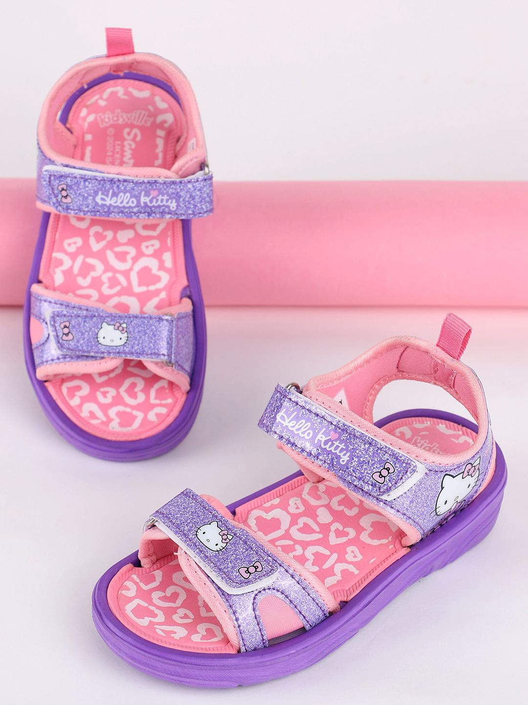 

Kids Ville Girls Hello Kitty Printed Velcro Fastening Comfort Sandals, Purple