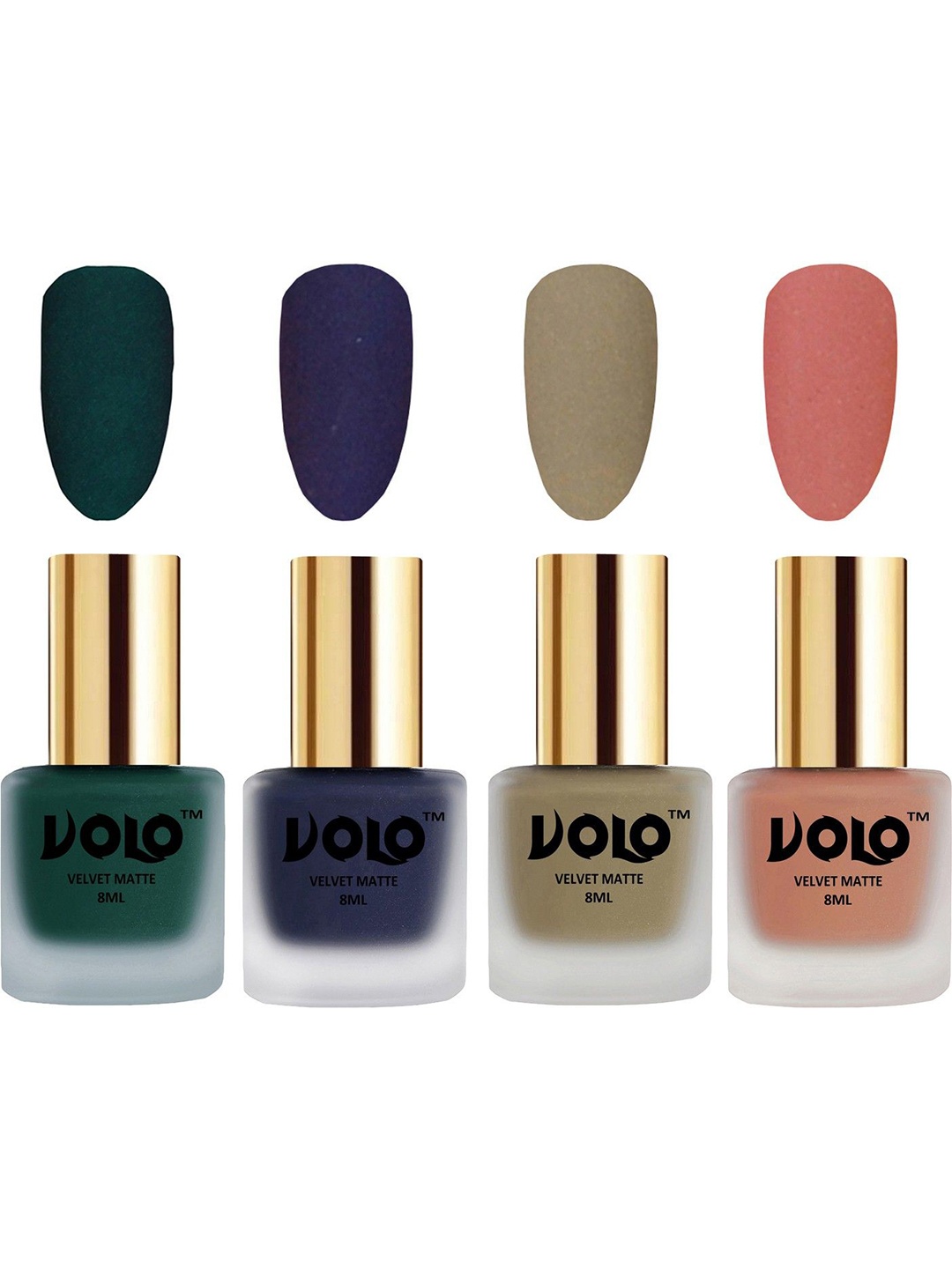 

VOLO Set Of 4 Velvet Matte Nail Polish- 8 ml Each- Shade- 12- 31- 37- 38, Multi