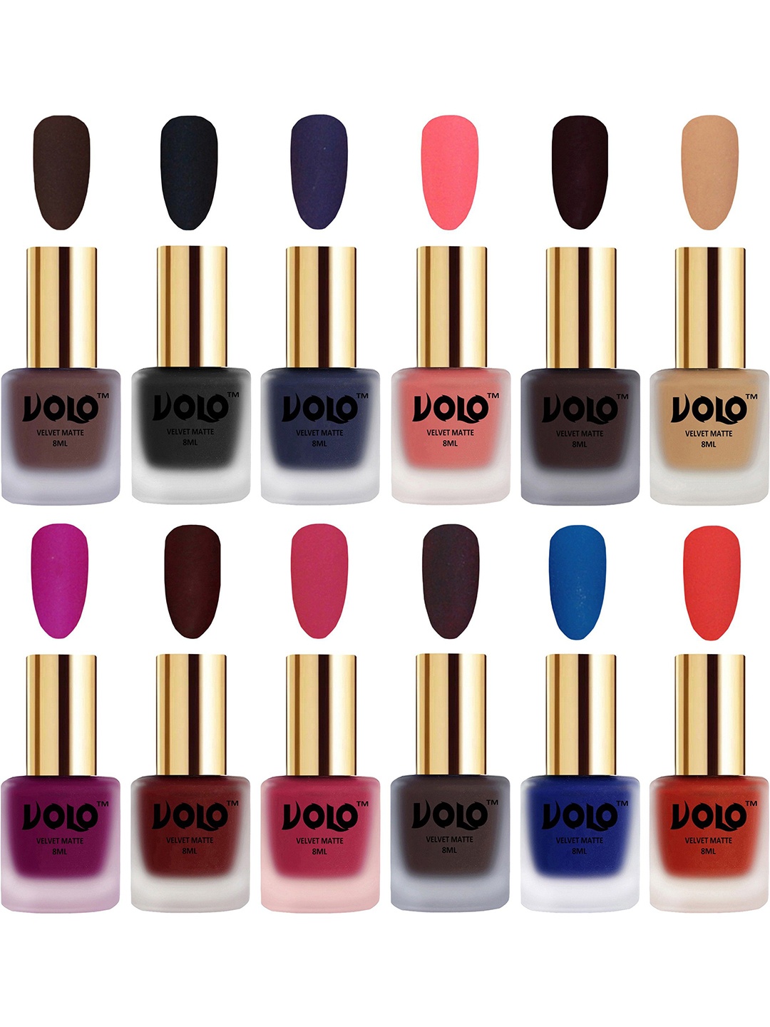 

VOLO Set Of 12 Velvet Matte Nail Polish-8 ml Each, Red