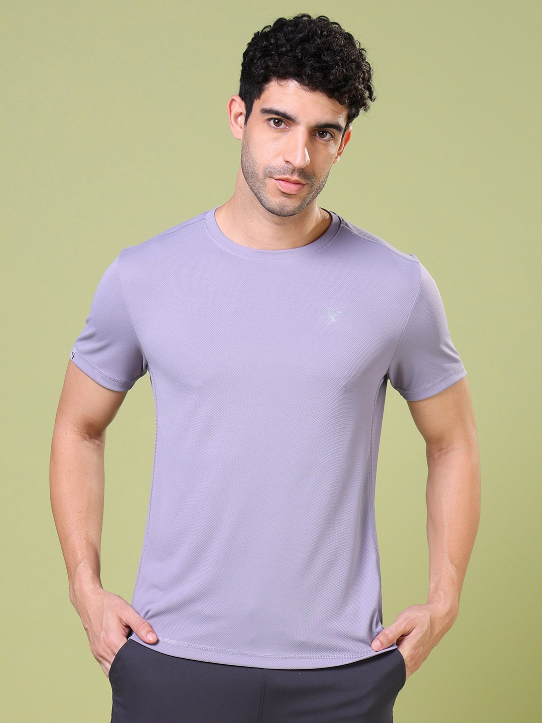 

Technosport Men Solid Round Neck UPF50 Slim Fit T-shirt, Purple