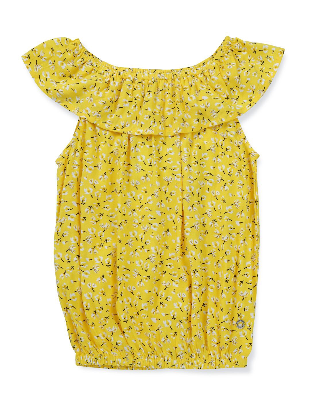 

Gini and Jony Girls Floral Printed Off-Shoulder Cotton Top, Yellow