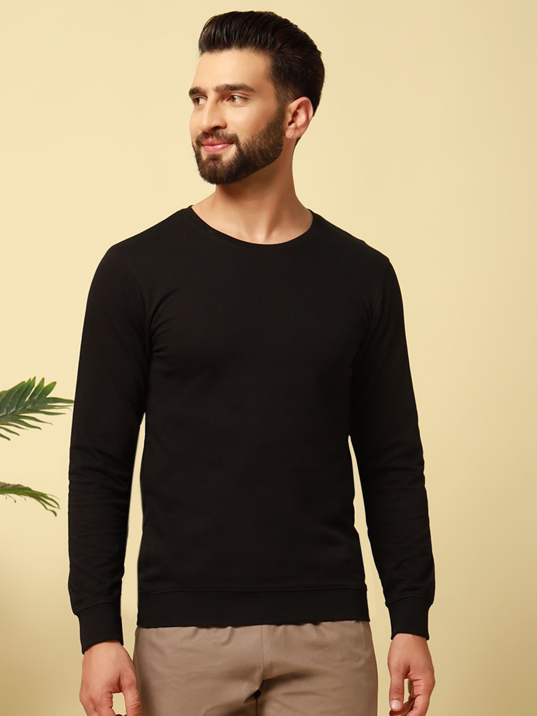 

MUWIN Men Premium Solid Cotton T-Shirt, Maroon
