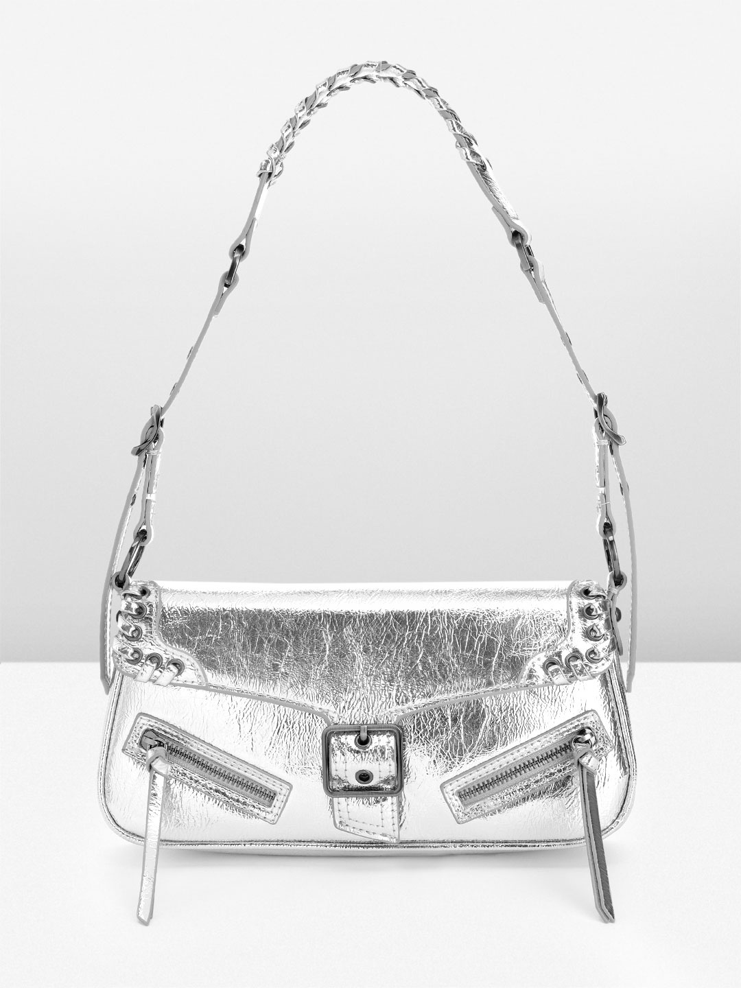 

MANGO Baguette Bag, Silver
