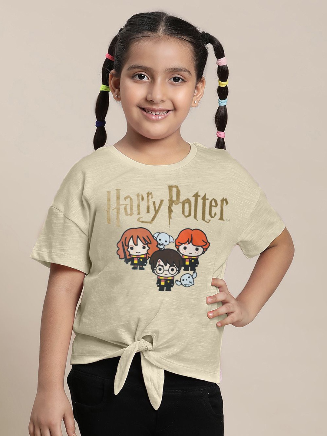 

Kids Ville Girls Harry Potter Graphic Printed Pure Cotton Tshirt, Off white