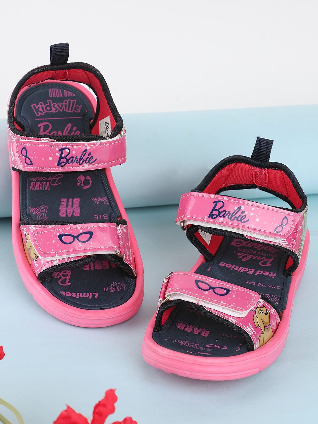 

Kids Ville Girls Barbie Printed Sports Sandals, Pink