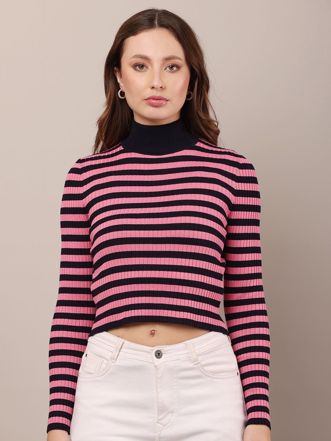 

NoBarr Women Striped Pullover, Pink