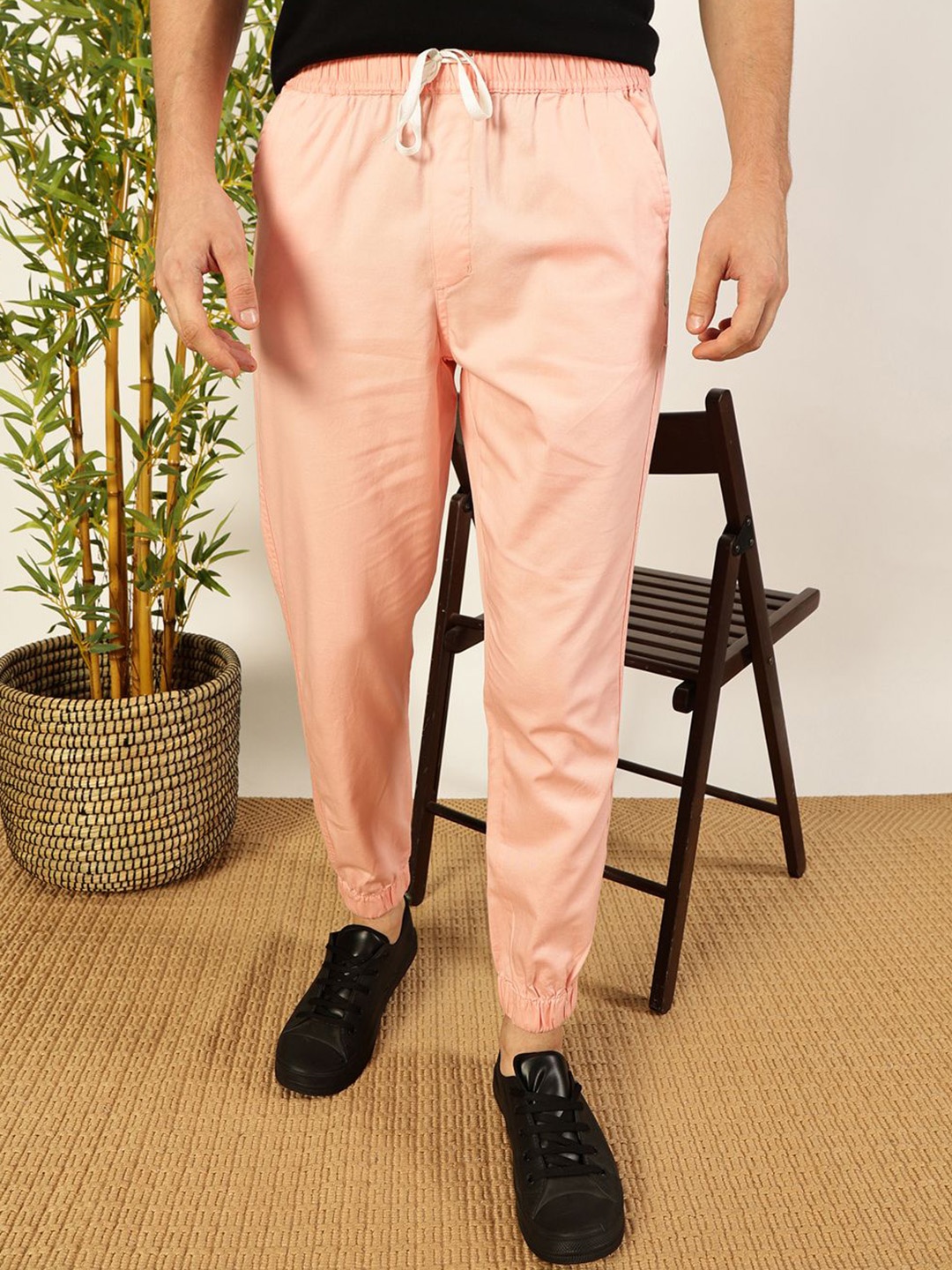 

Thomas Scott Men Classic Regular Fit Cotton Joggers Trousers, Peach