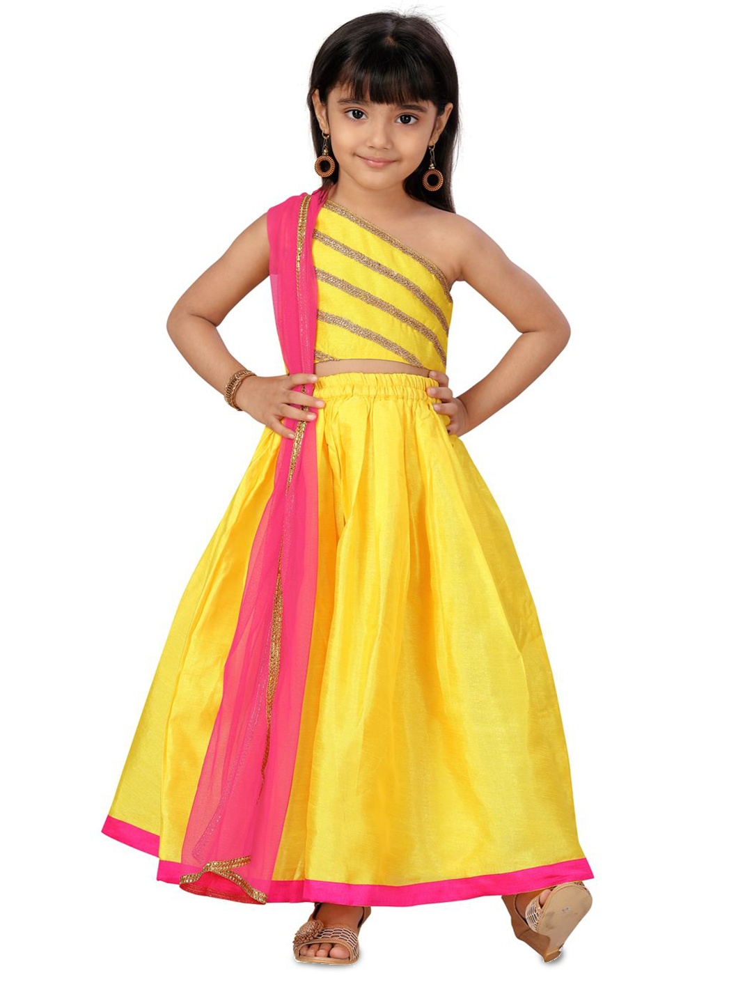 

BAESD Girls Ready to Wear Lehenga & Blouse With Dupatta, Yellow