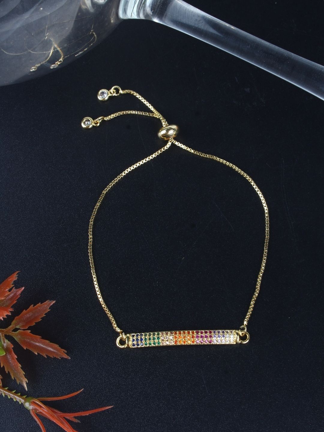 

KPOP Gold-Plated Cubic Zirconia Studded Charm Bracelet