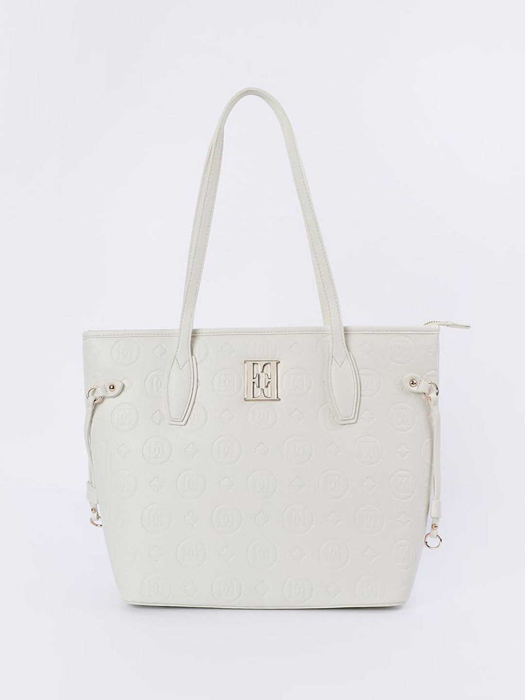 

ELLE Women Oversized Structured Shoulder Bag, Off white