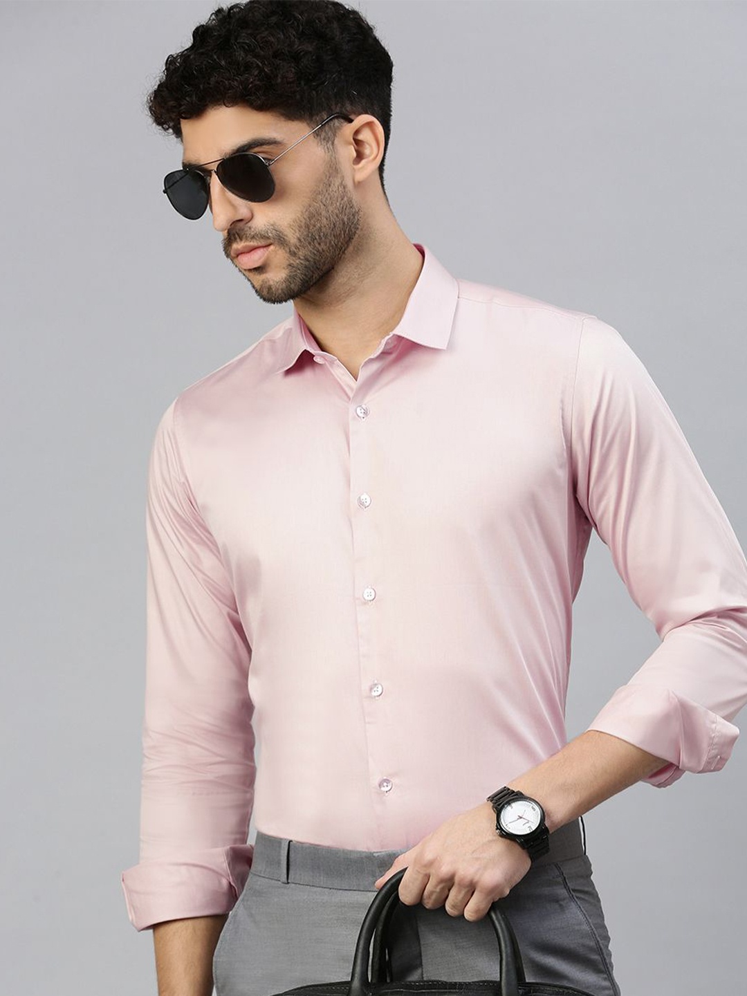 

ZEDD Men Cutaway Collar Solid Cotton Casual Shirt, Orange