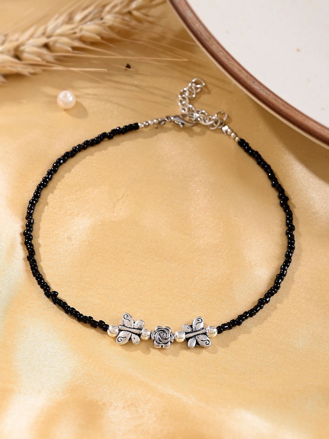 

Silvermerc Designs Silver-Plated Butterfly Beaded Anklet