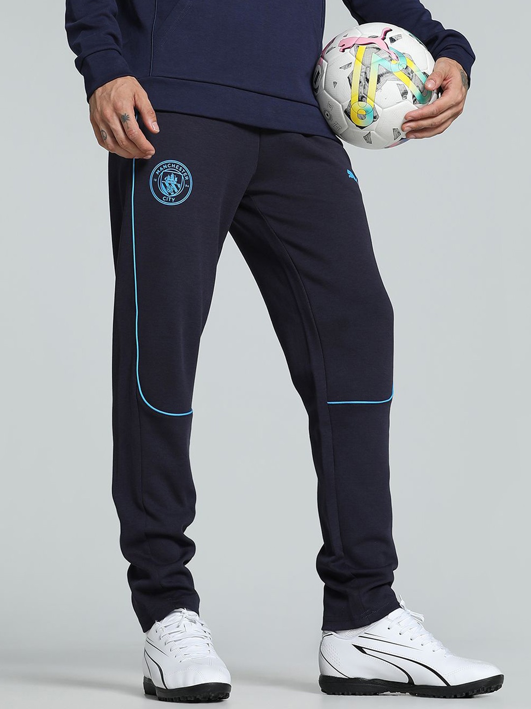 

Puma Manchester City Men's Slim Fit Football Casuals Pants, Blue