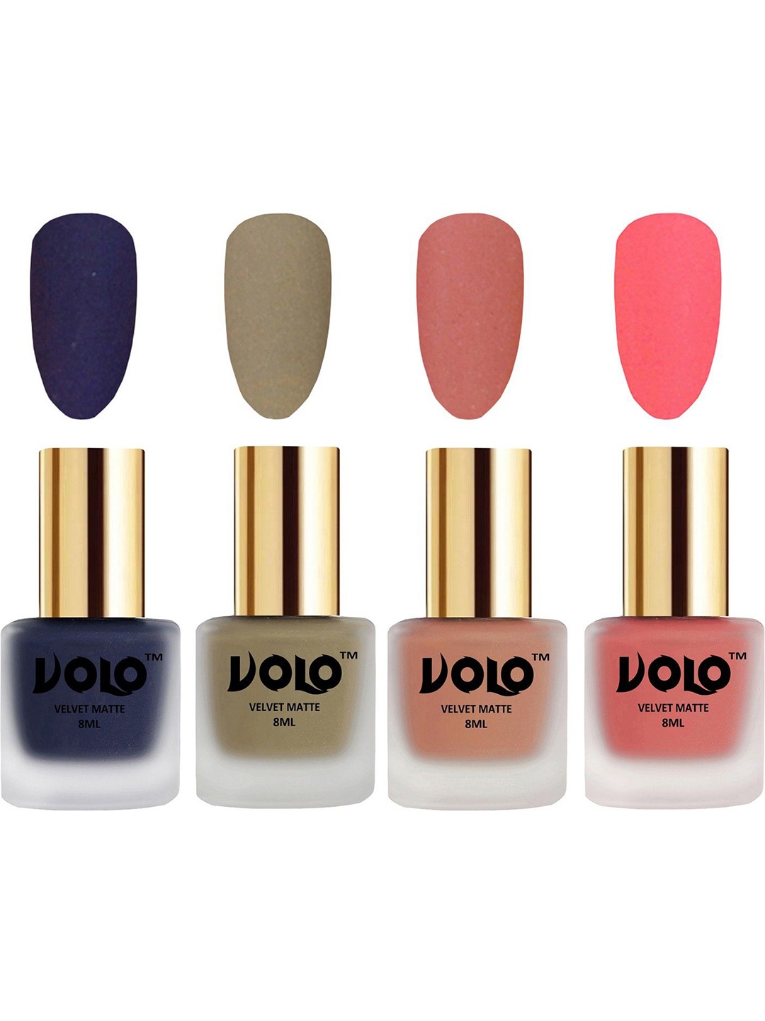 

VOLO Set Of 4 Velvet Matte Nail Polish - 8 ml Each - 31 - 37 - 38 - 41, Multi