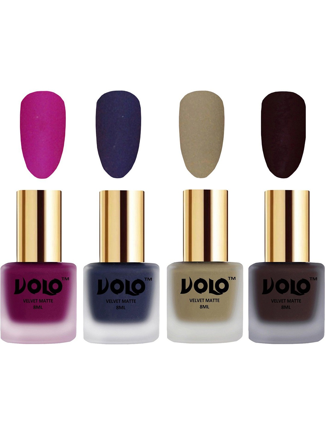 

VOLO Set Of 4 Velvet Matte Nail Polish- 8 ml Each- Shade No- 14 -31-37- 45, Multi