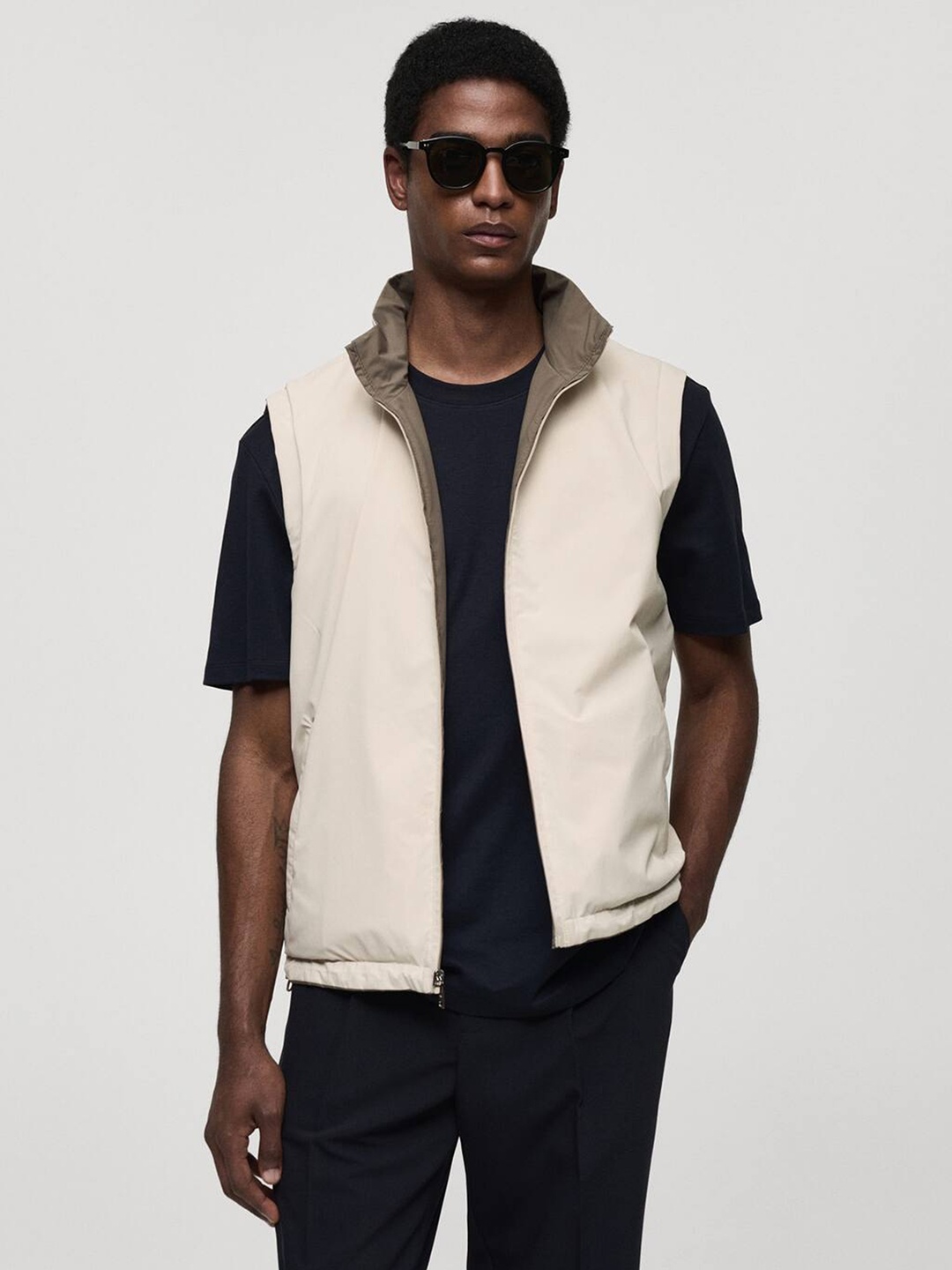 

MANGO MAN Reversible Water-Repellent Gillet Jacket, Beige