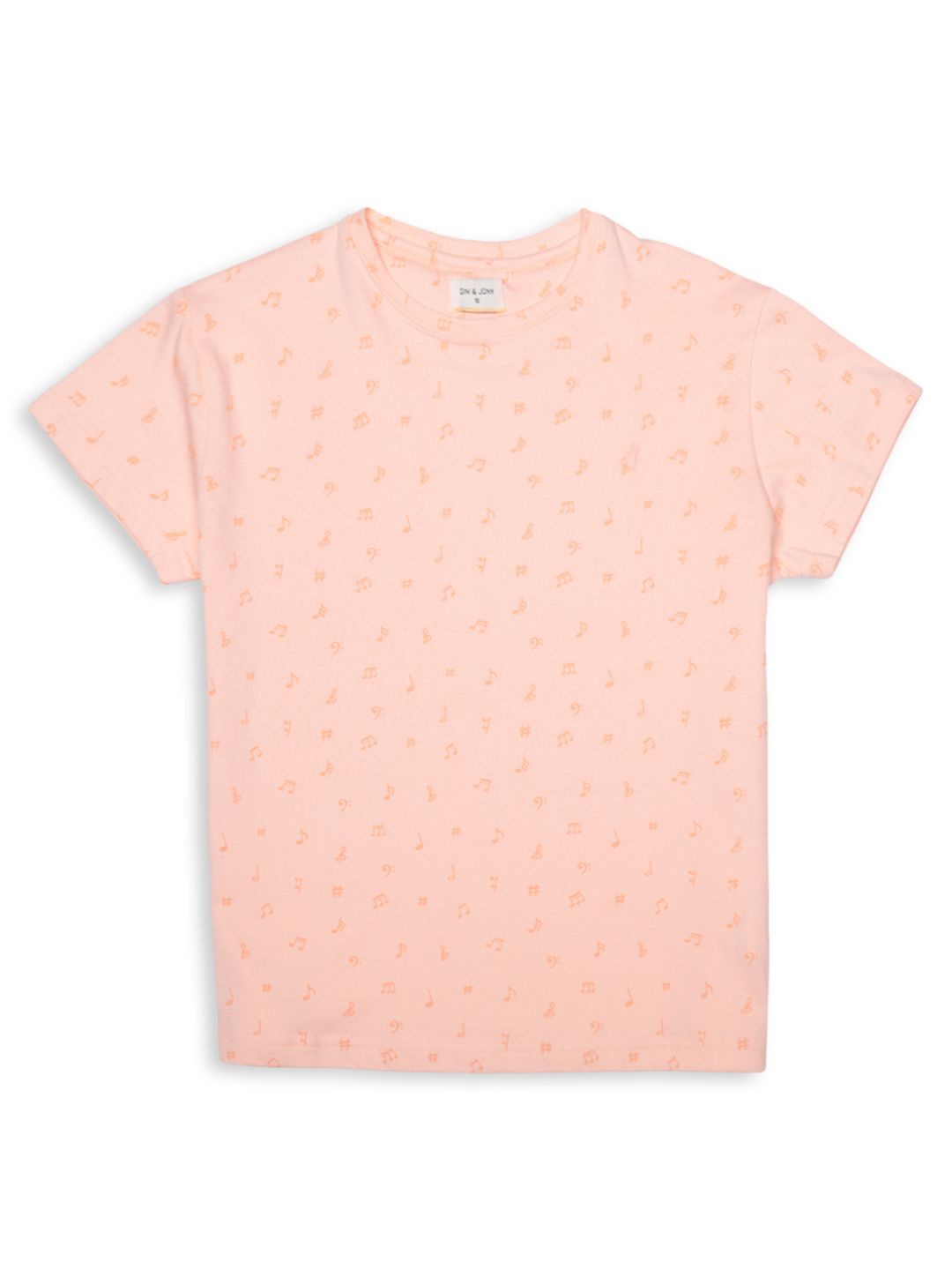 

Gini and Jony Girls Conversational Printed Cotton T-shirt, Peach