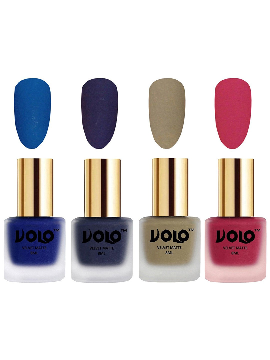 

VOLO Set Of 4 Velvet Matte Nail Polish - 8 ml Each - 19 - 31 - 37 - 43, Multi