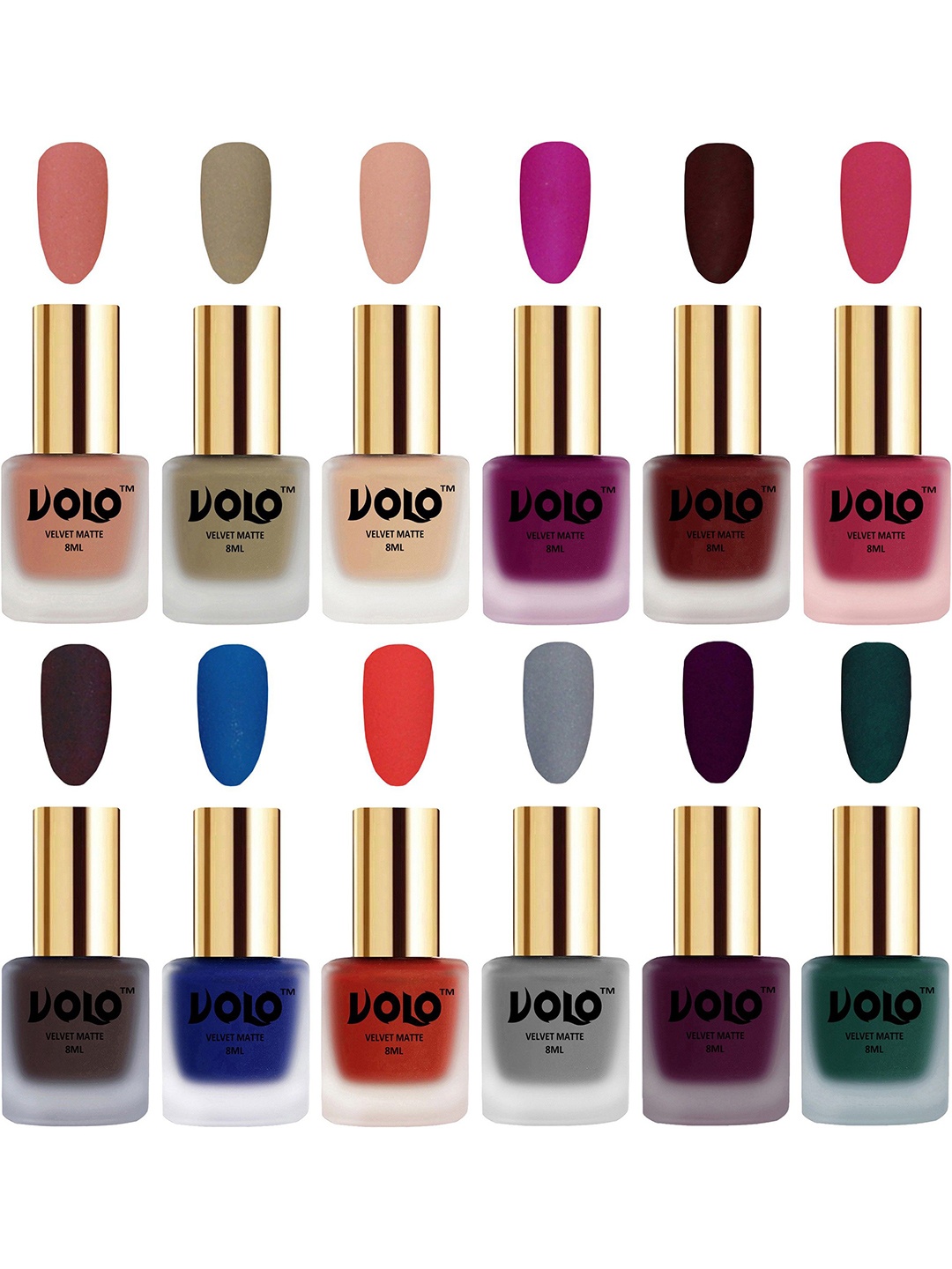 

VOLO Set Of 12 Velvet Matte Nail Polish - 8 ml Each, Magenta