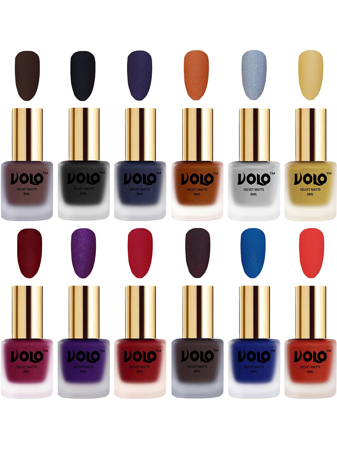 

VOLO Set Of 12 Velvet Matte Nail Polish - 8 ml Each, Multi