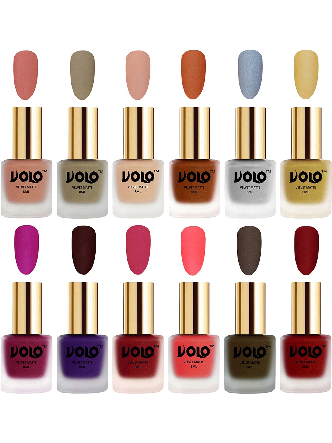 

VOLO Set Of 12 Velvet Matte Nail Polish - 8 ml Each, Multi
