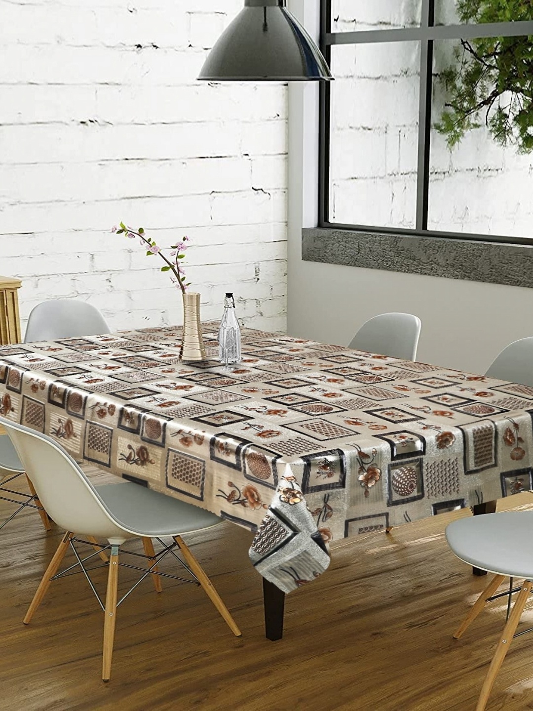 

Dakshya Industries Brown & Orange Floral Printed Waterproof 6-Seater Table Cover