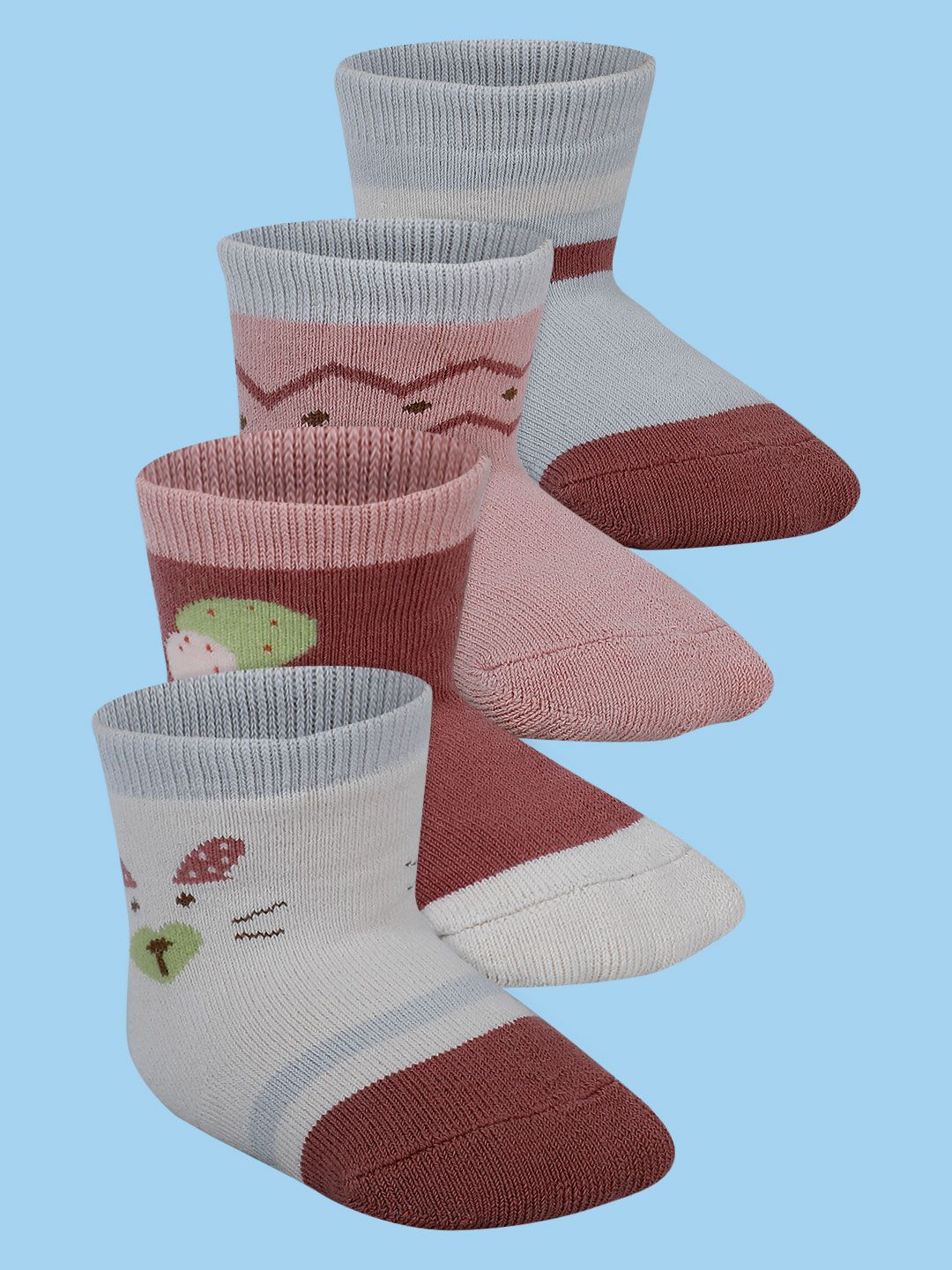 

Baby Moo Girls Pack Of 4 Patterned Ankle-Length Socks, Grey