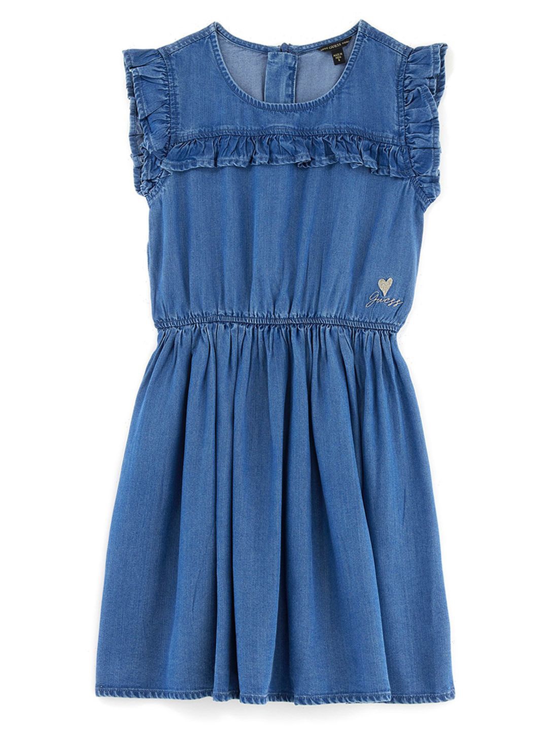 

GUESS kids Girl Flutter Sleeve Fit & Flare Dress, Blue