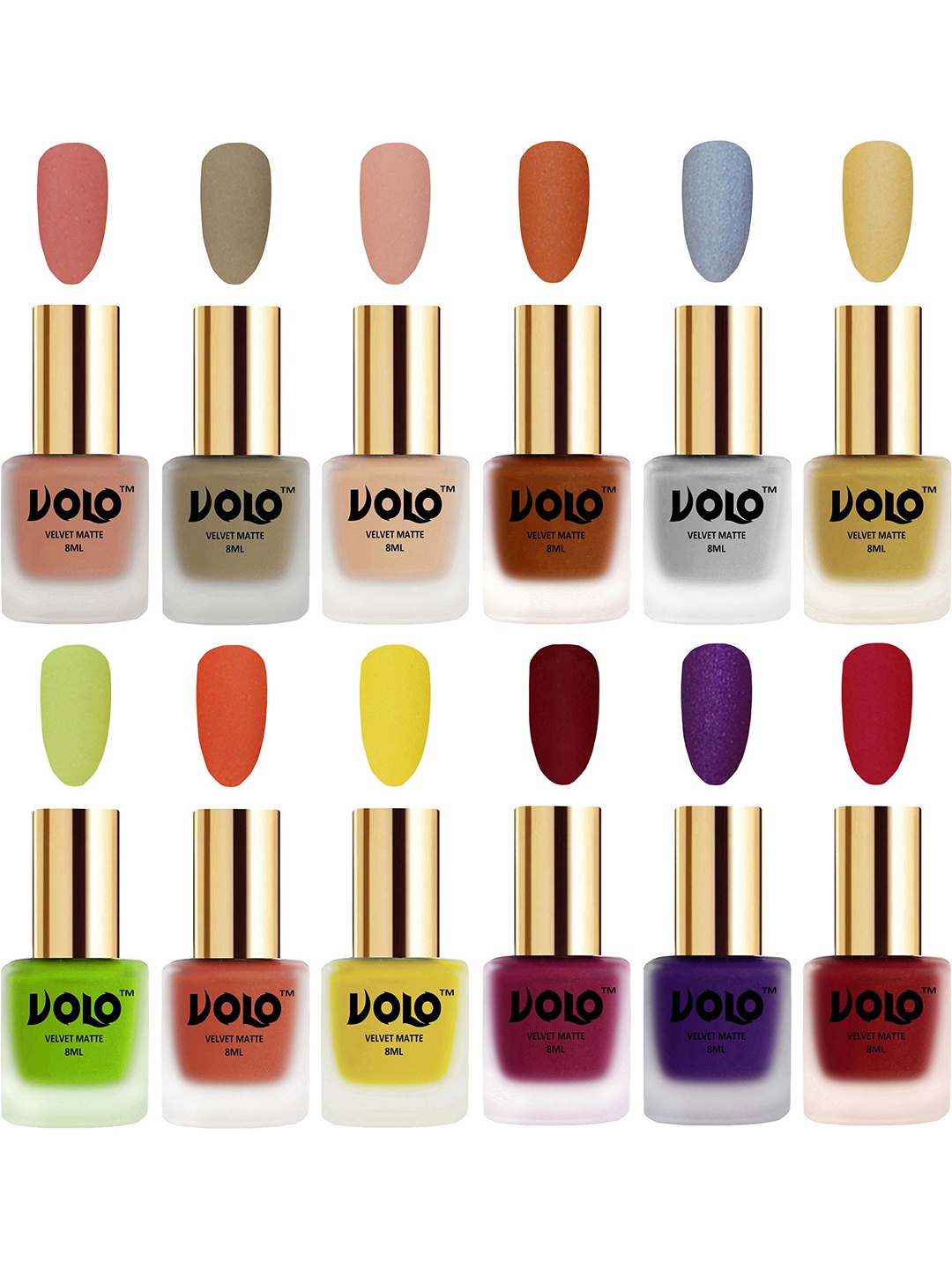 

VOLO Set Of 12 Velvet Matte Nail Polish-8 ml Each, Red