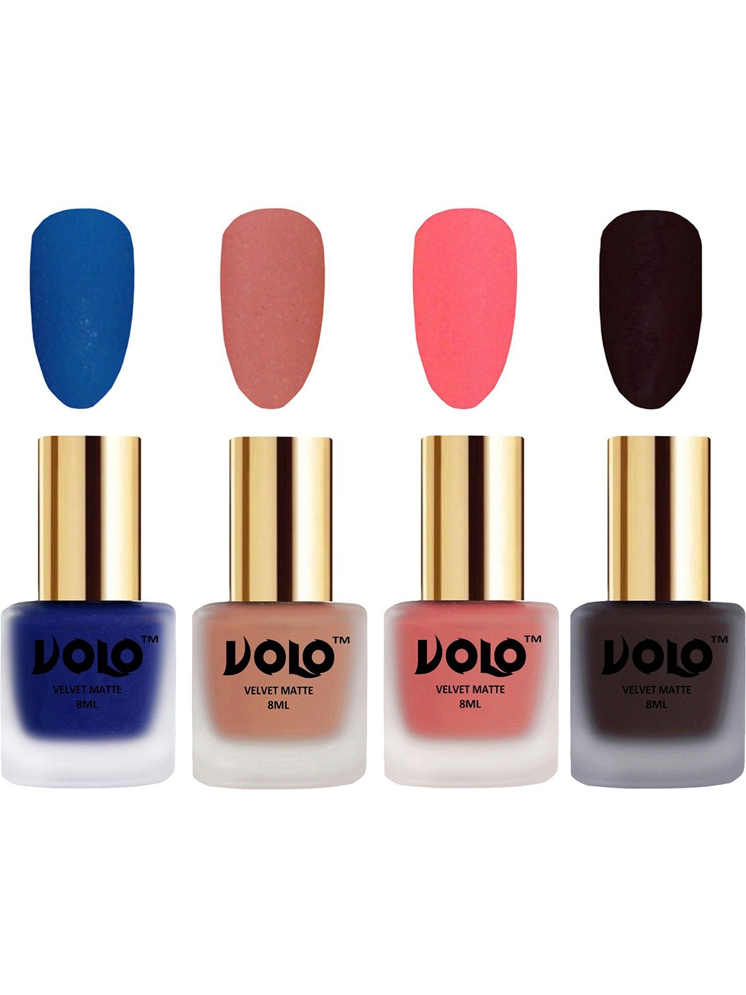 

VOLO Set Of 4 Velvet Matte Nail Polish- 8 ml Each-19- 38-41- 45, Multi