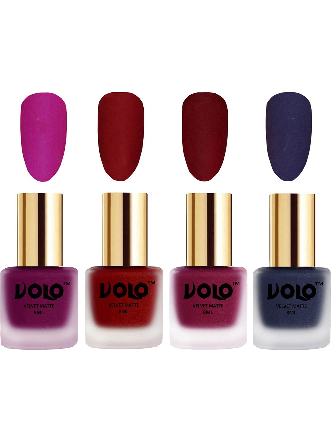 

VOLO Set Of 4 Velvet Matte Nail Polish- 8 ml Each- Shade- 14- 22- 25-31, Multi