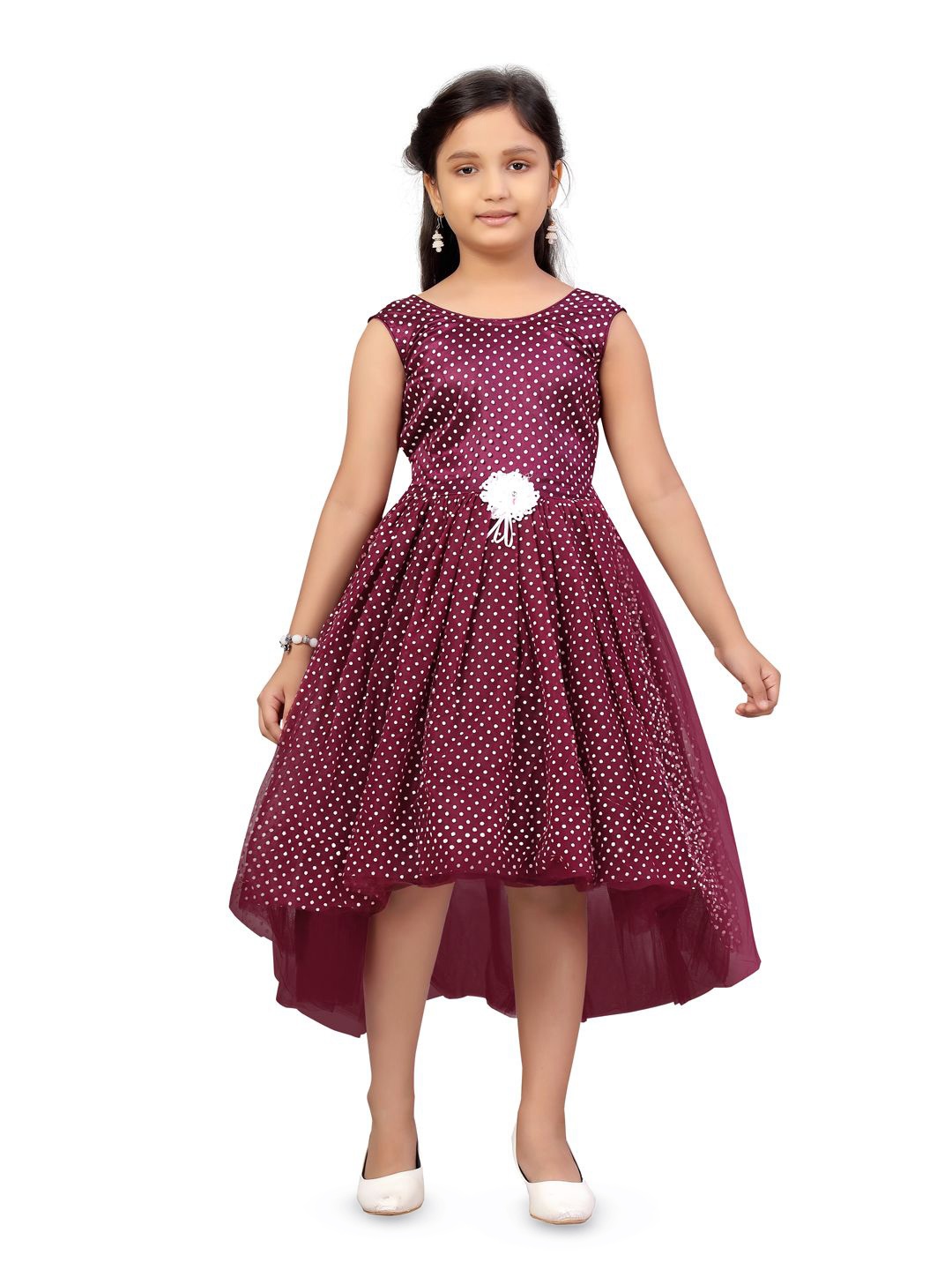 

BAESD Girls Polka Dot Printed Fit & Flare Dress, Purple