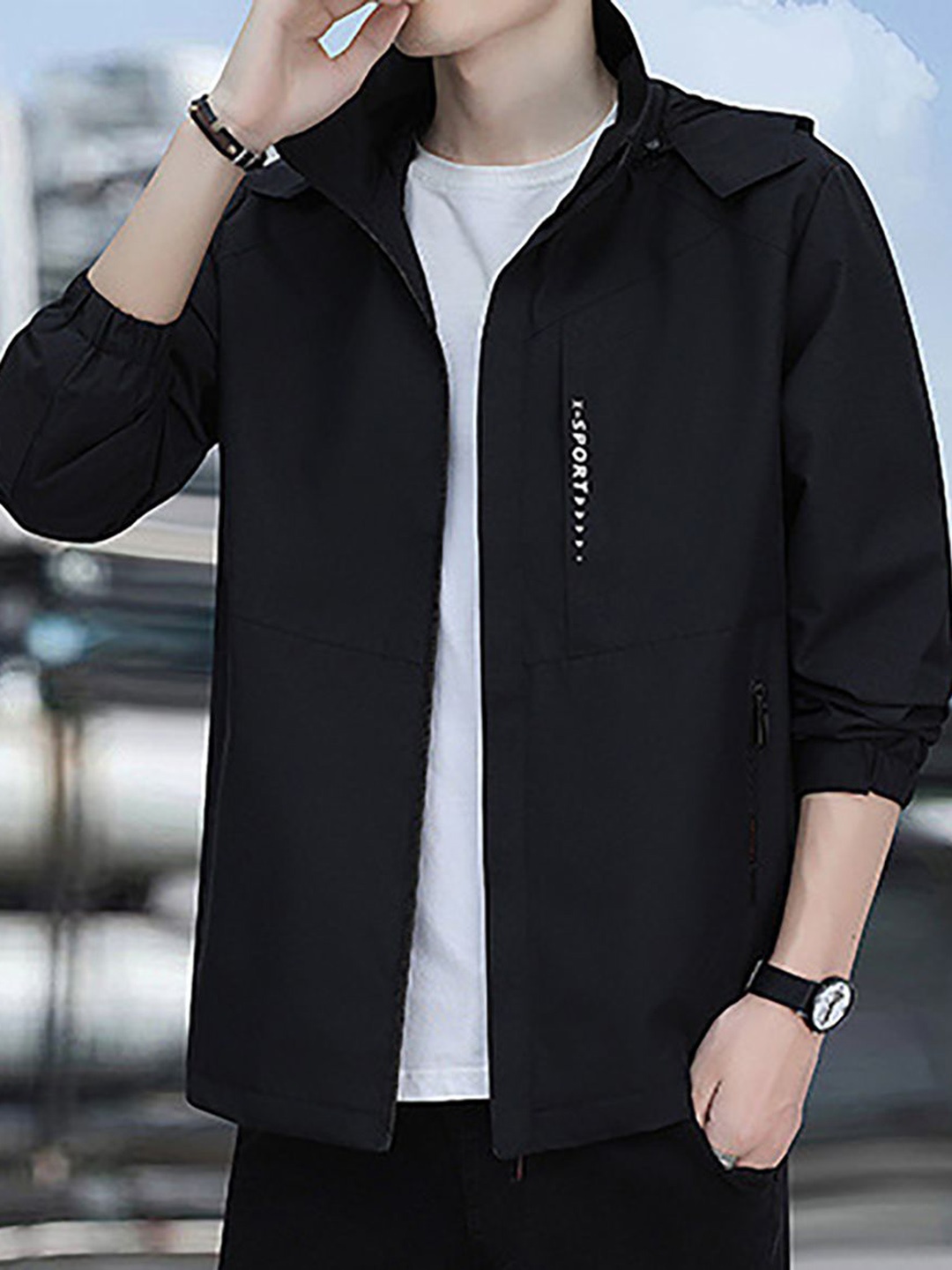 

StyleCast x Revolte Men Hooded Tailored Jacket, Black