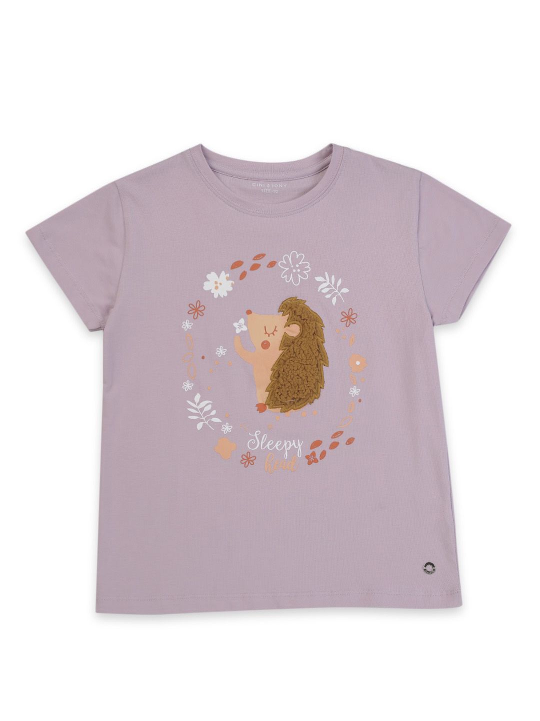 

Gini and Jony Girls Graphic Printed Round Neck Cotton T-shirt, Mauve