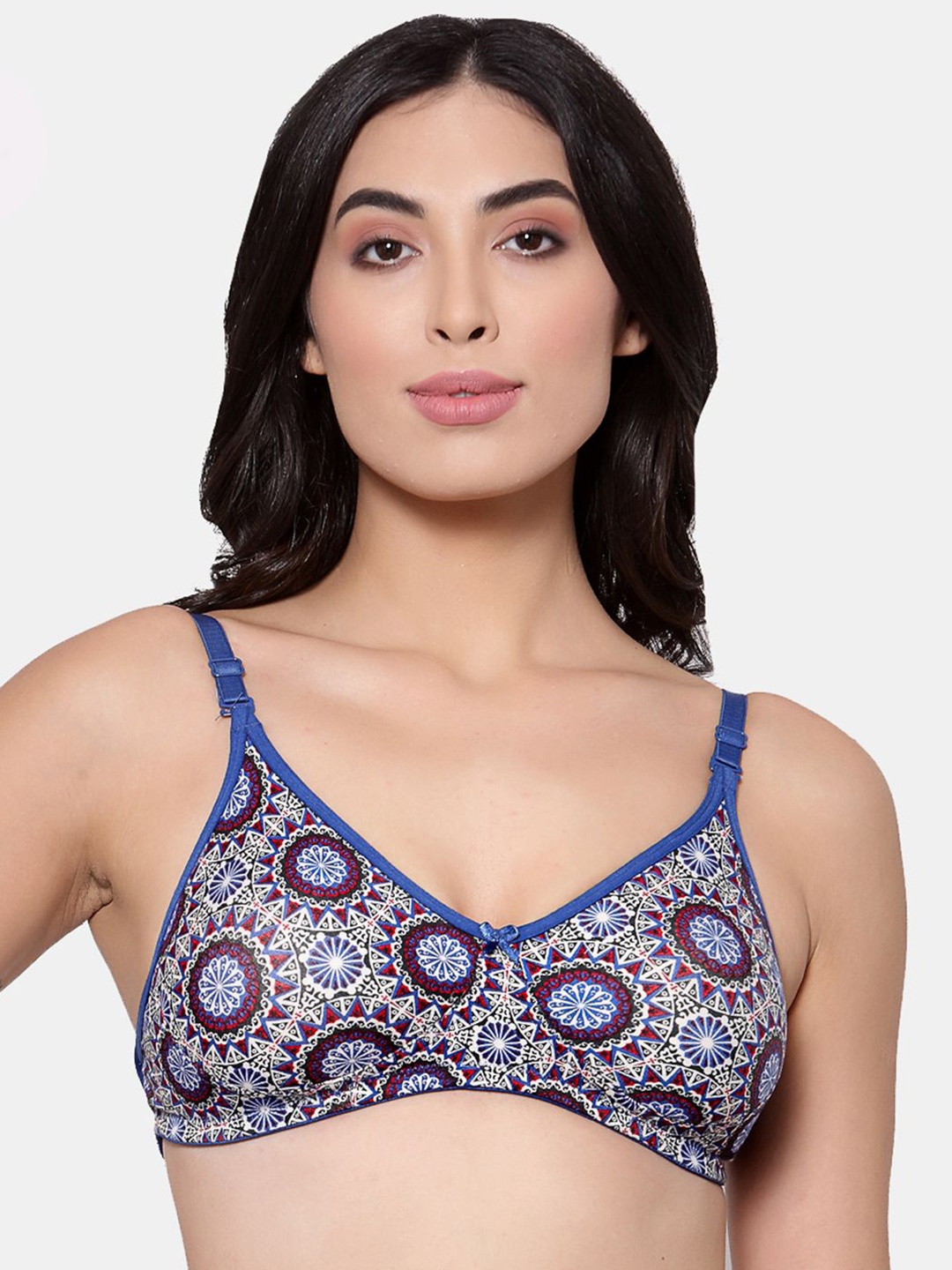 

Inner Sense Geometric Printed Antimicrobial Backless Non-Padded T-shirt Bra, Blue