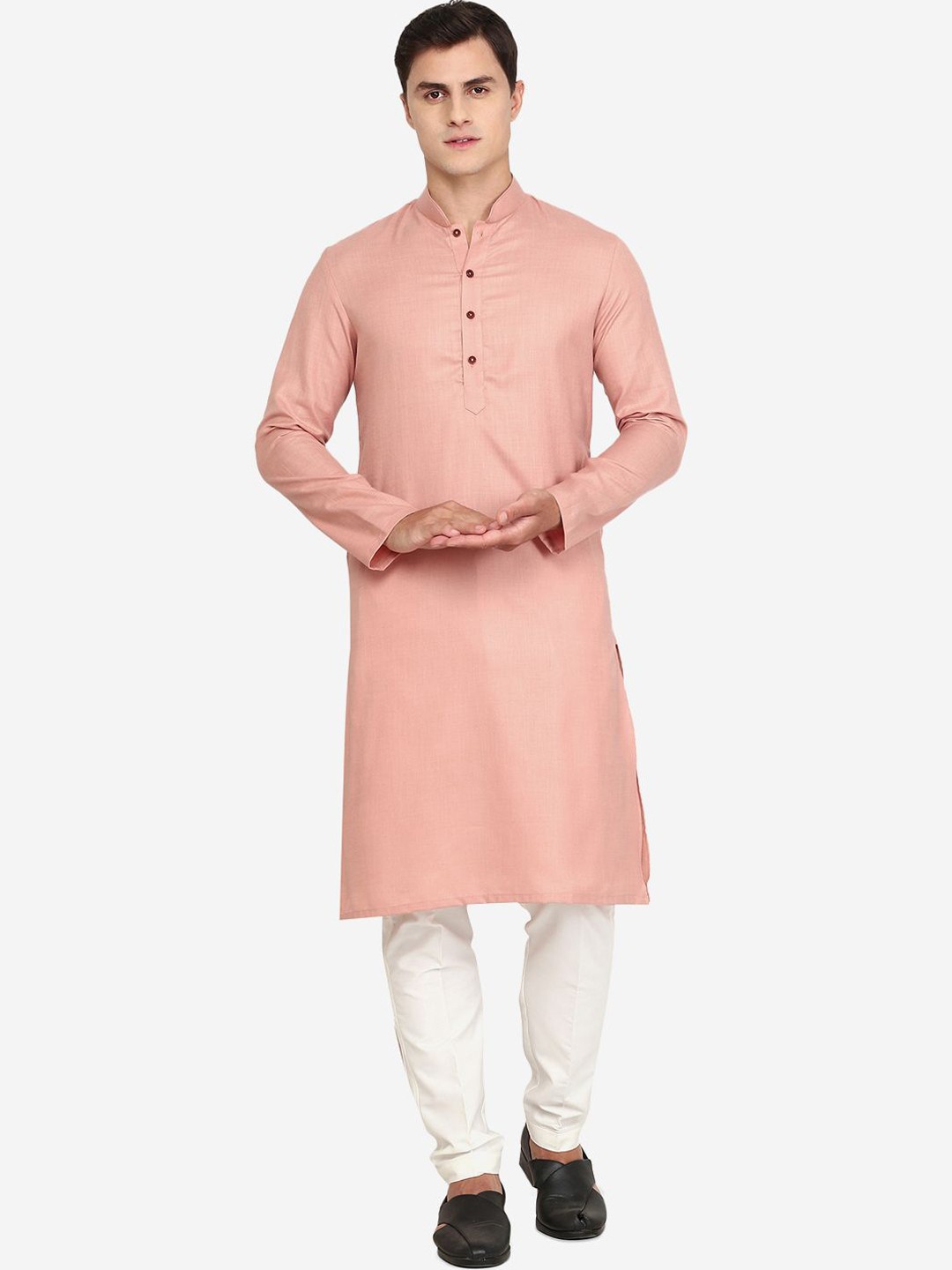 

THE KURTA COMPANY Men Thread Work Kurta, Pink