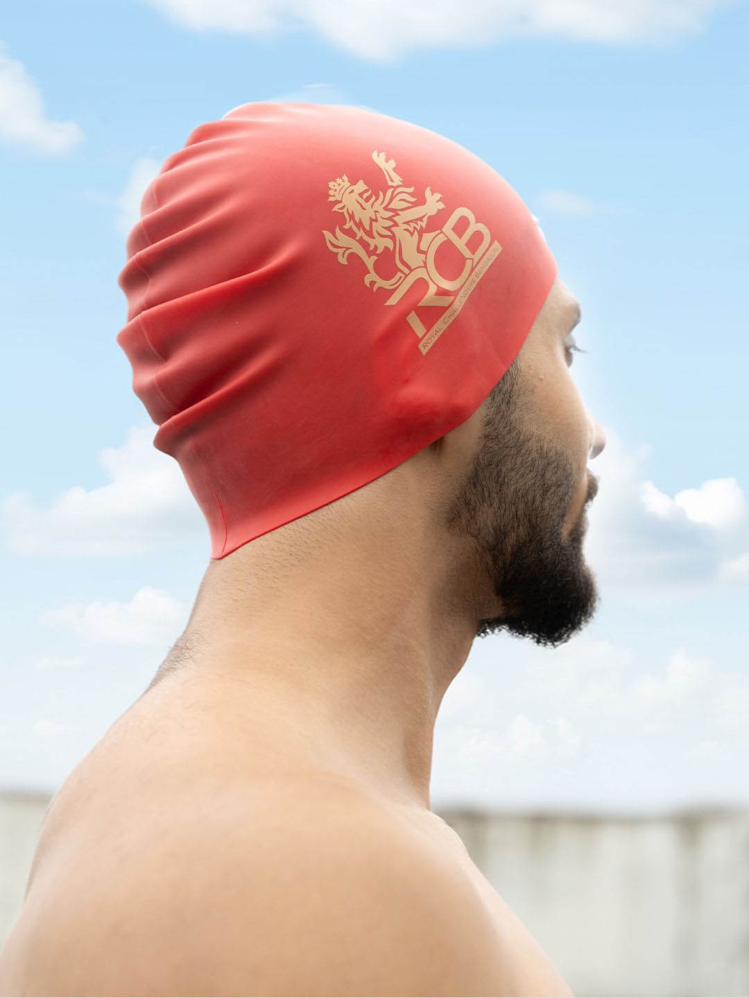 

BOLDFIT RCB Unisex Printed Silicon Swim Cap, Red