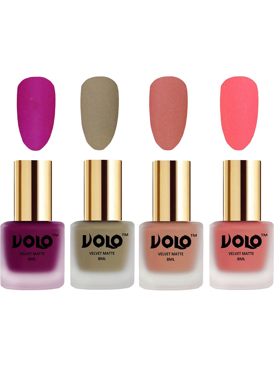 

VOLO Set Of 4 Velvet Matte Nail Polish- 8 ml Each- Shade- 14- 37- 38- 41, Multi