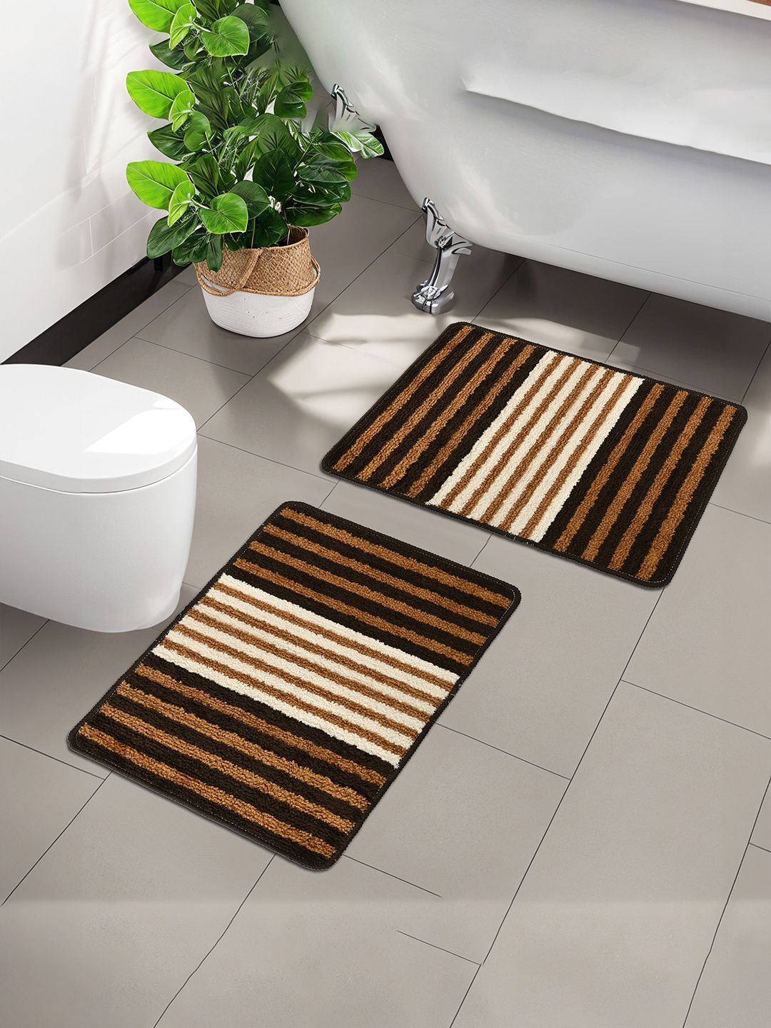 

Kuber Industries Brown & Black Anti-Skid Door Mats