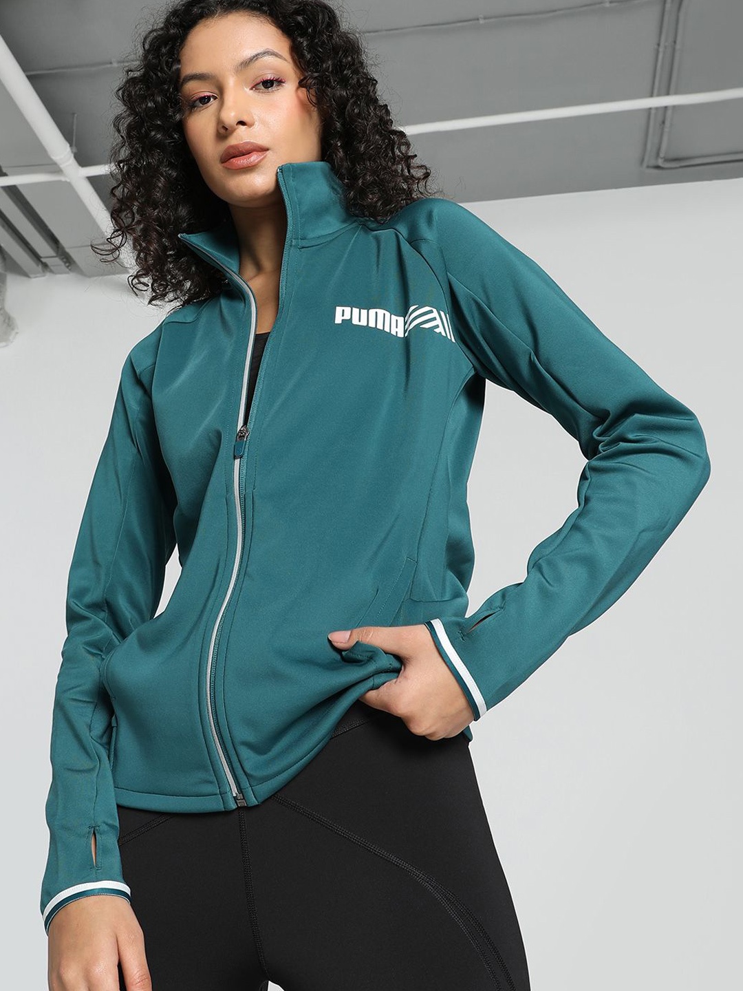 

Puma Women Tec Sport Slim Fit Jacket, Green