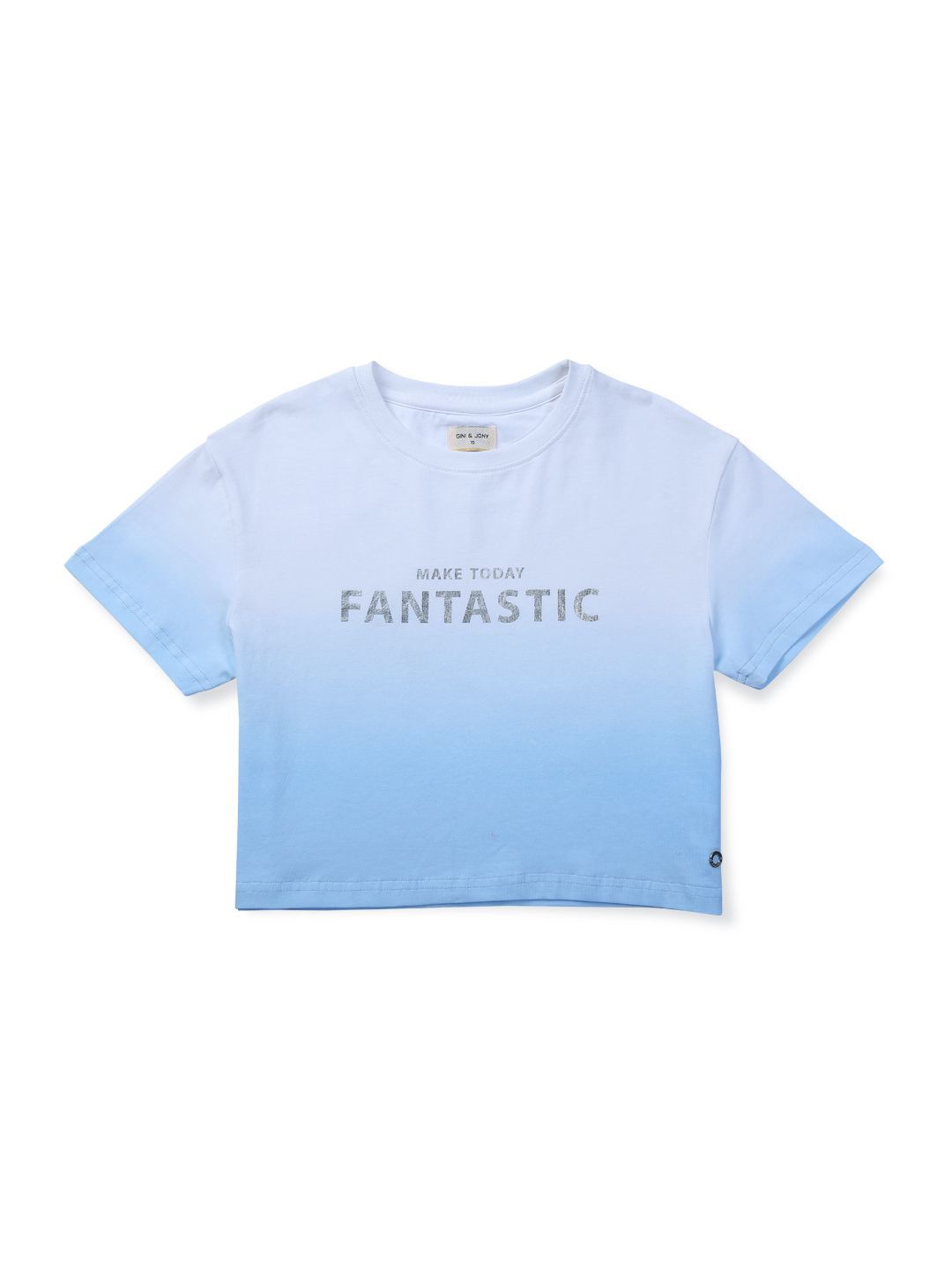 

Gini and Jony Girls Dyed Round Neck Cotton T-Shirt, Blue