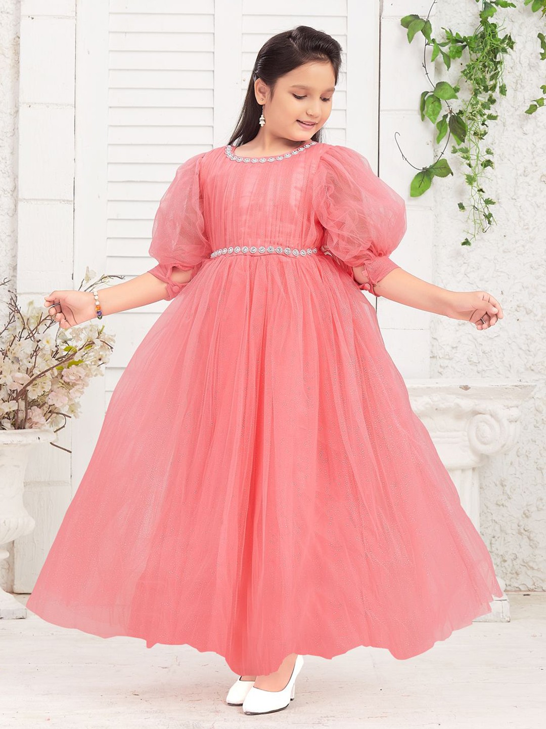 

BAESD Net Maxi Dress, Pink