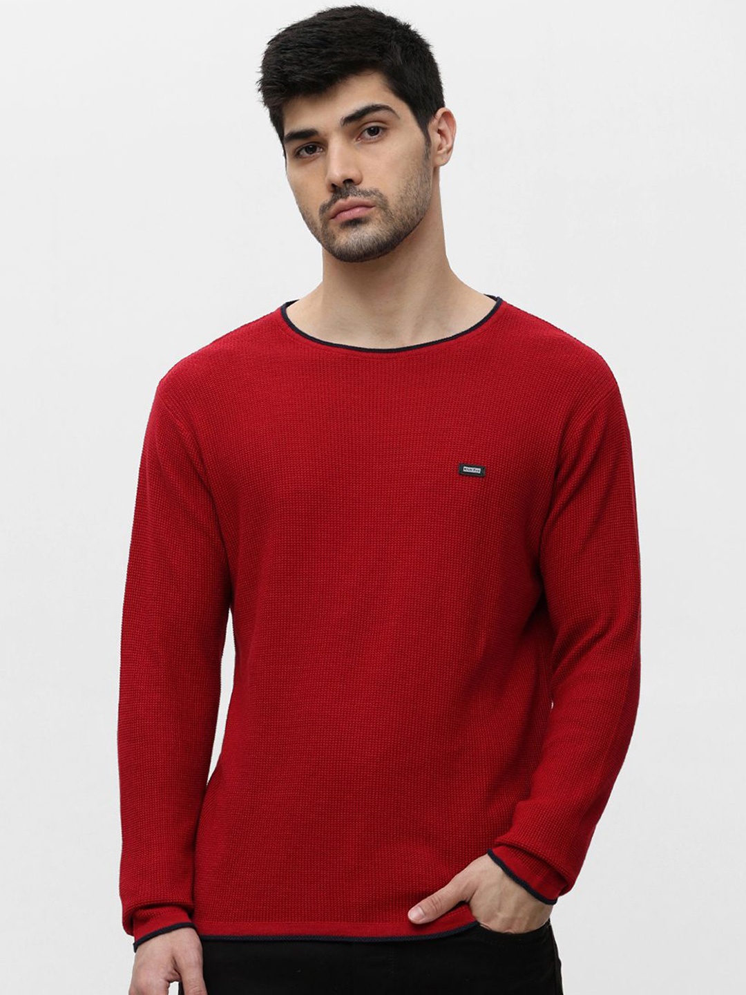 

Klub Fox Men Ribbed Cotton Pullover, Maroon